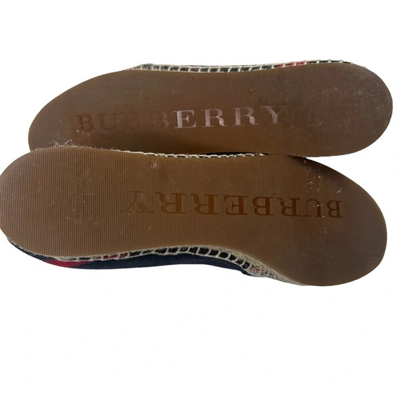 Burberry Hodgeson Check Canvas Flat Espadrille, Navy Check. Sz: EU 40 /US 9 - Picture 7 of 10